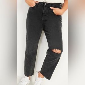 Old Navy Sky-Hi Straight Ankle Raw Hem Jeans Extra High-Rise Size 0 NWT